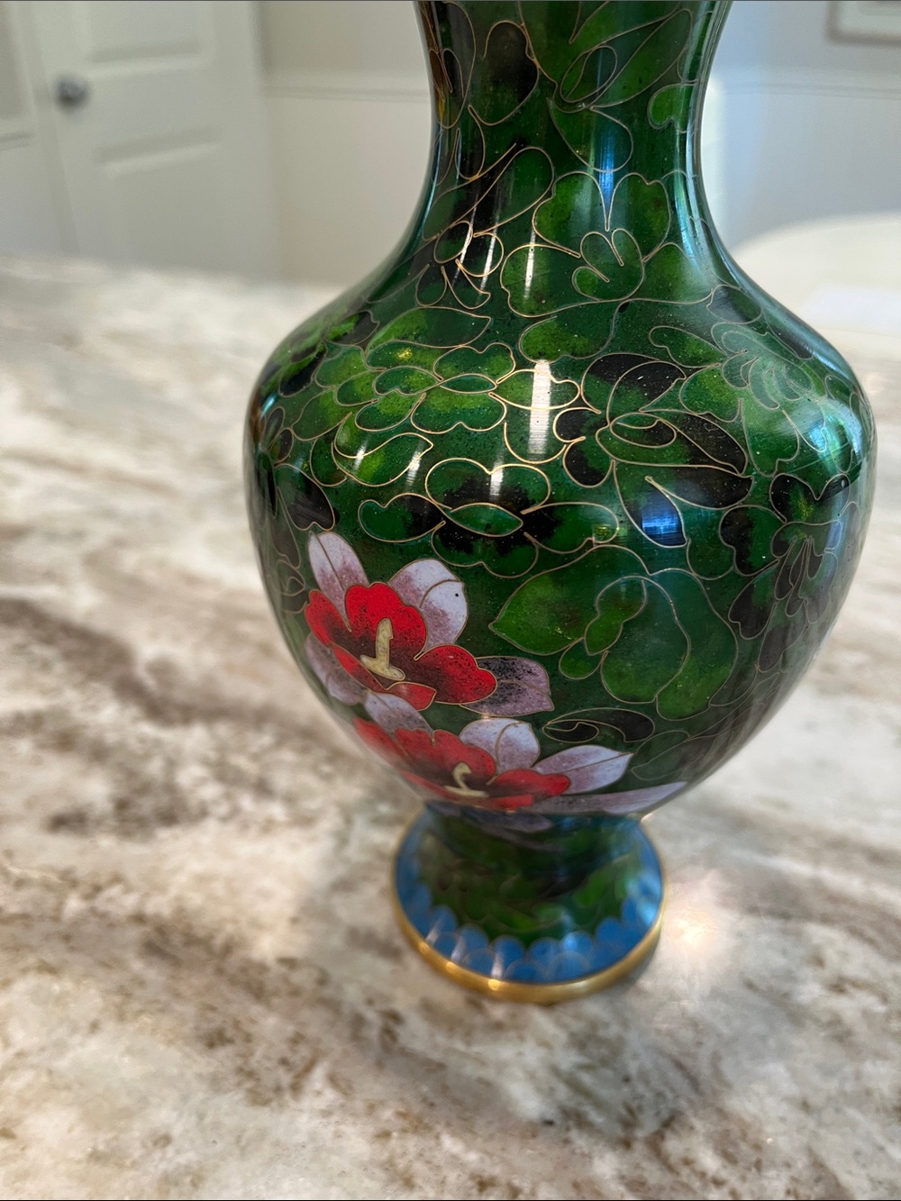 Cloisonné Floral Accent Vase - Green Multi - Picture 5 of 5